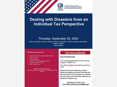 The IRS webinar Dealing with Disasters from an Individual Tax Perspective