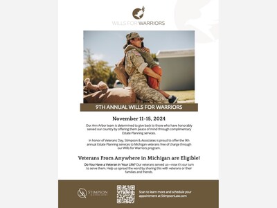 9th annual  Wills for Warriors  program in celebration of Veterans Day.