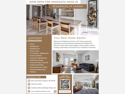 Welcome to Residences at Huron, a 55+ living community made just for you.