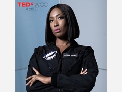 Aisha Bowe, Blue Origin Astronaut returns to Washtenaw Community College, Ted Talk April 9, 2026